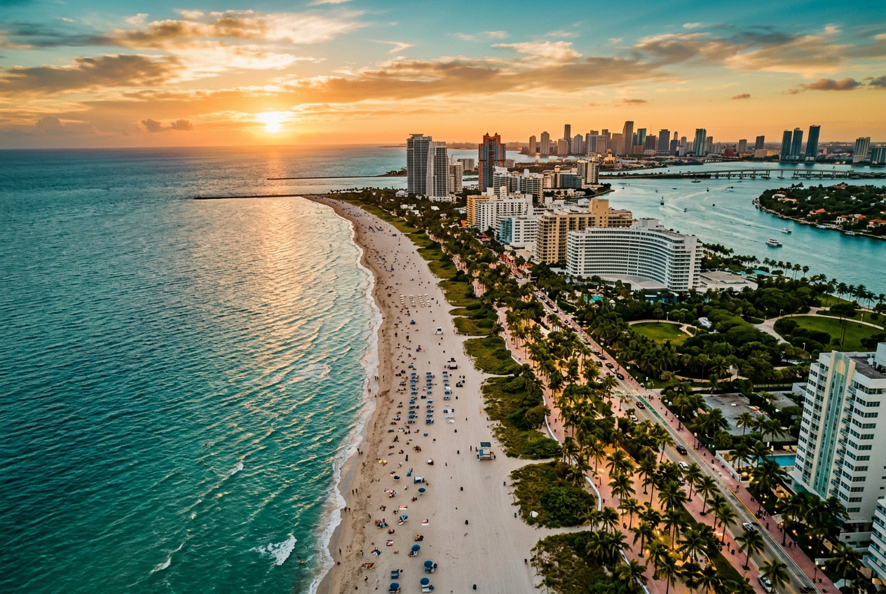 South Florida coastline at sunset